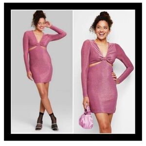 WILD FABLE Pink Glitter Cut Out Dress